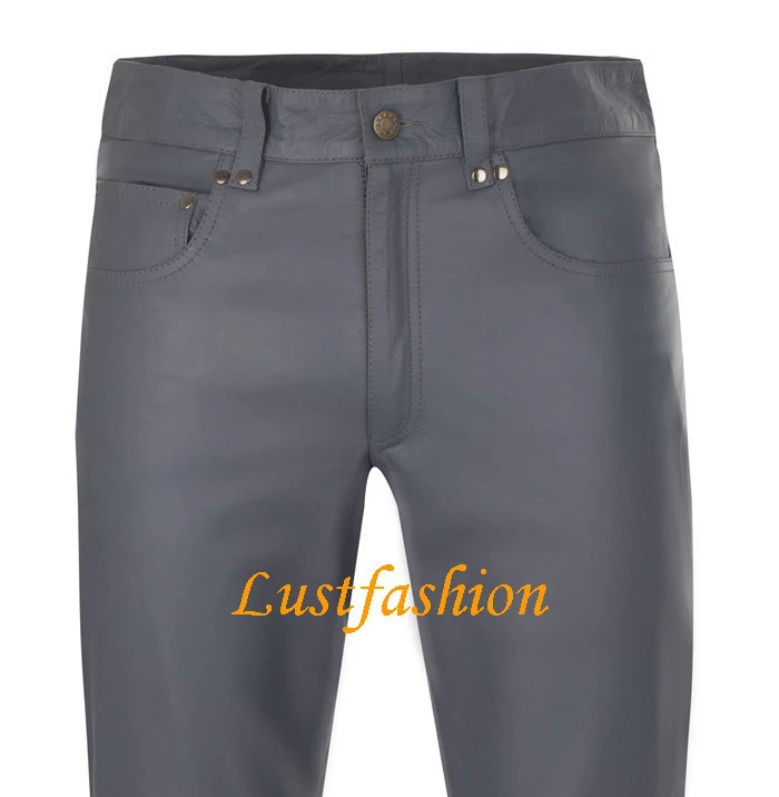 LEDERHOSE dunkelgrau Lederjeans grau neu leather trousers pants jeans grey Cuir  - Bild 1 von 4