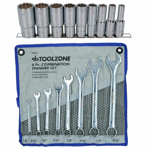8PC 1/8 - 9/16" BRITISH IMPERIAL COMBINATION WRENCH SPANNER SET (NO SOCKET)