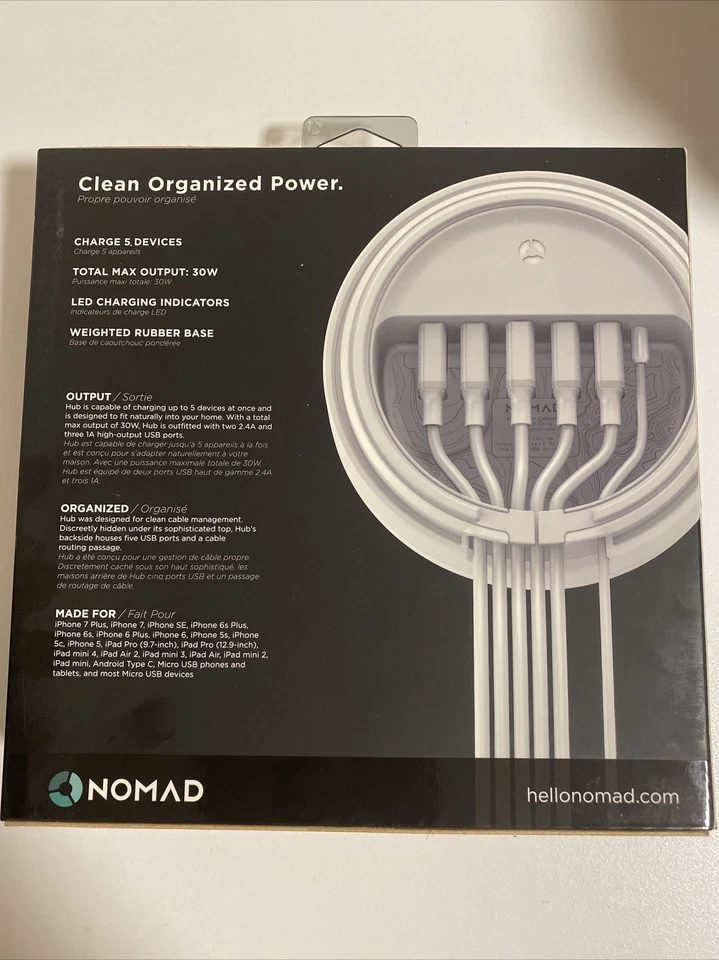 Nomad USB Charging hub White Powers up to 5 USB Devices High Power Output LED... - Image 2 of 3