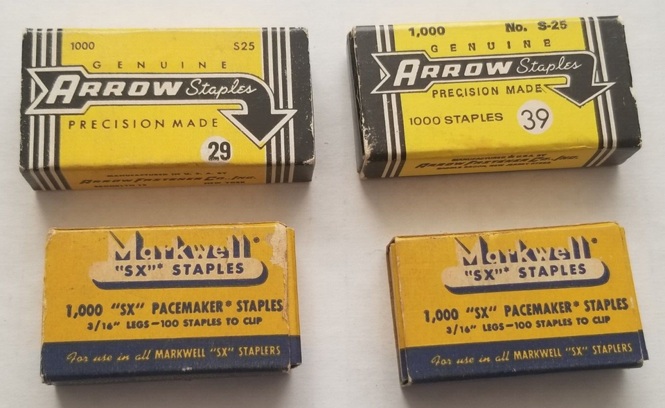 Arrow & Markwell Mini Staples Lot of 4 Vintage Packs in Original Boxes