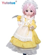 Yutotue 30cm Cute Girl Doll Toy Straight Long Wigs Dress Shoe Full Set Removable