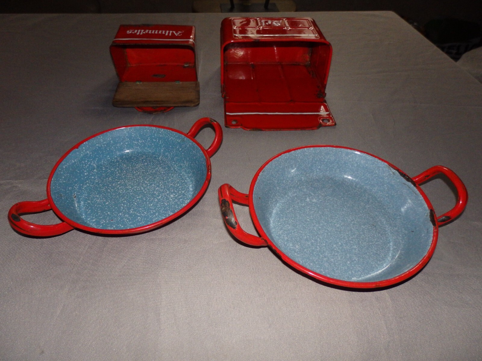 Ancienne Casserole émaillée Orange - Tôle émaillée Vintage - Gaz - Occasion