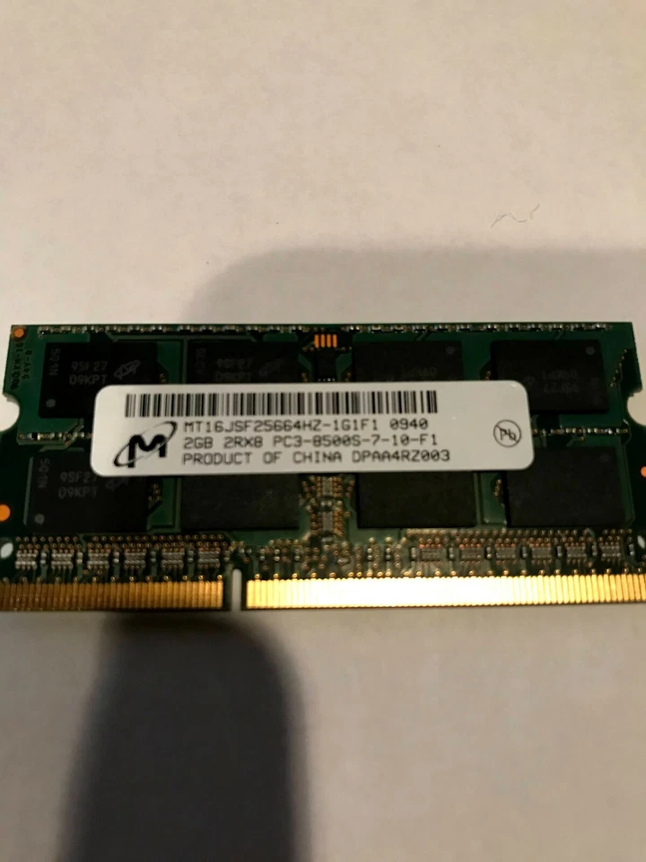 2x2GB Micron MT16JSF25664HZ-1G1F PC3-8500S-7-10-F1 DDR3-1066MHz SO-DIMM RAM iMac - Image 2 of 4