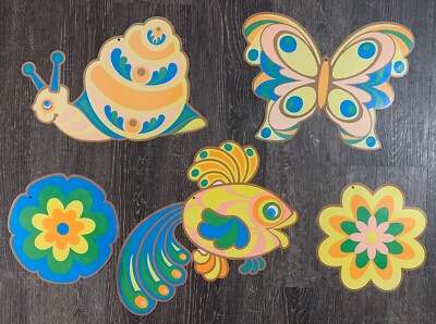 1980 Beistle Co Colorful Spring Easter Cardboard Hanging Decoration Lot Of 5