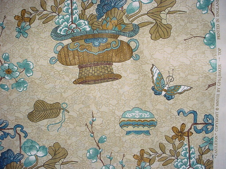 11Y GP & J Baker BP10313 Castleton Stone Indigo Drapery Upholstery Fabric - Image 3 of 4