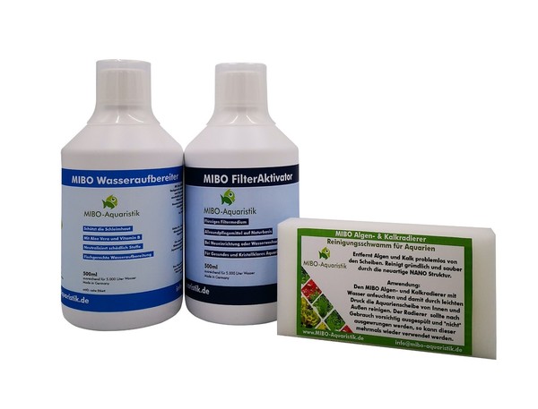 (11,90€/L) Mibo Aquarium Wasseraufbereiter & Filteraktivator Spar-Set Je 500 Ml-image