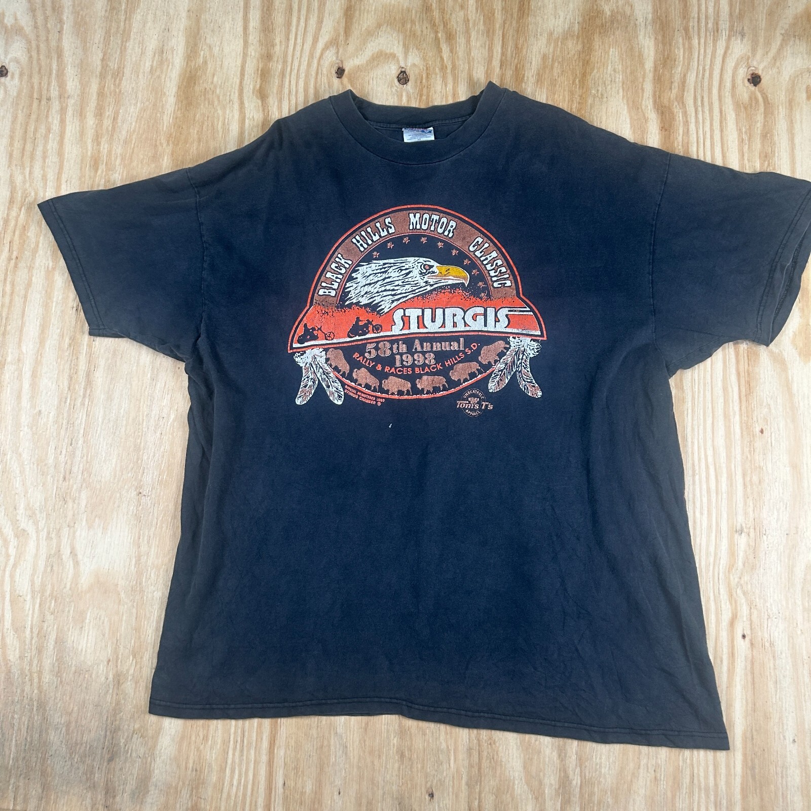 VTG Hanes Beefy Sturgis 58th Black Hills Motor Rally Men's T-Shirt 2XL Black 98s