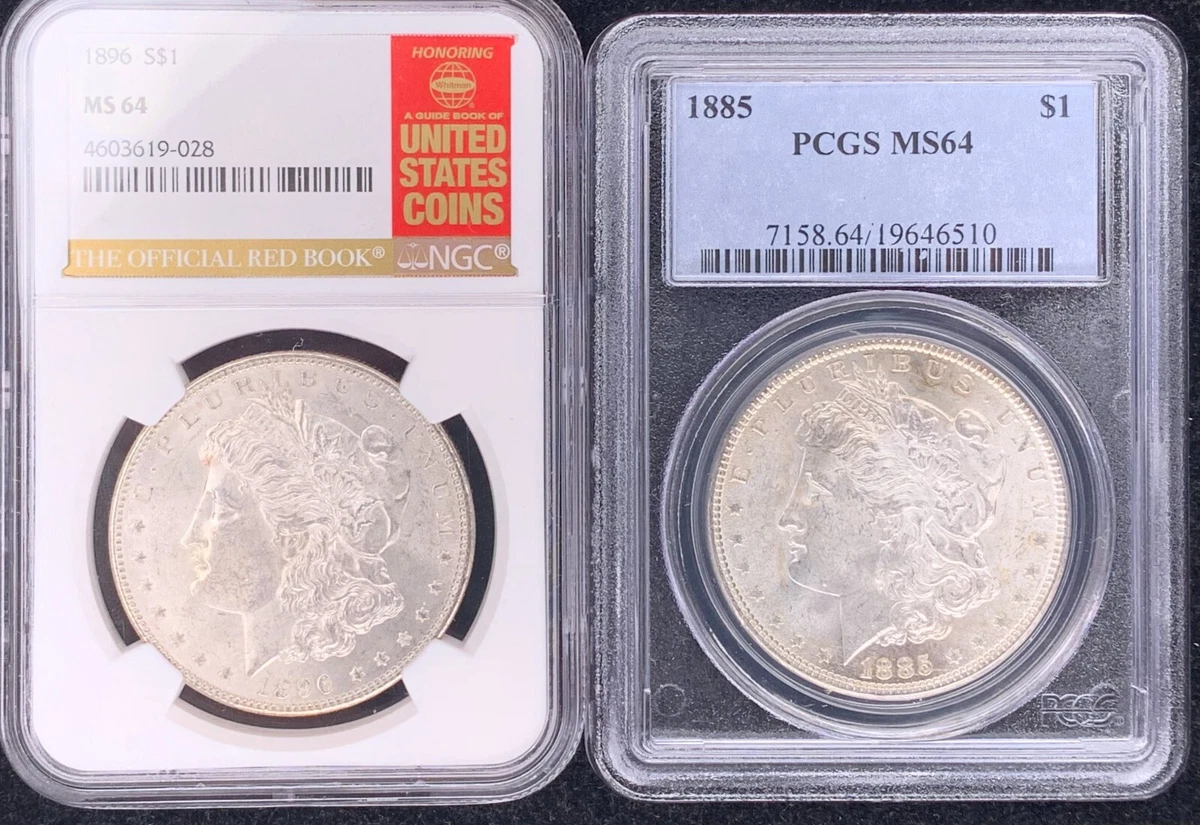 PCGS Certified MS 64 Graded 1921 Year Morgan US Dollars (1878-1921