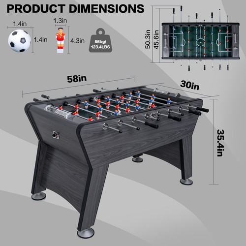58"X35" Foosball Table Competition Soccer Table Game Heavy Duty Arcade Game Gray - Picture 7 of 13
