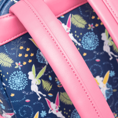 Loungefly Disney Peter Pan PINK Tinkerbell Glow In The Dark Mini Backpack Loungefly Disney Tinkerbell Glow in the Dark Allover Print  main image 4