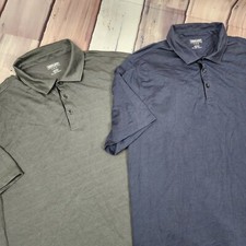 Kirkland Signature Mens Large Performance Style Polo Shirt Lot Of 2 Gray/Blue