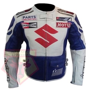 SUZUKI-4269-BLUE-MOTORCYCLE-MOTORBIKE-COWHIDE-LEATHER-ARMOURED-JACKET