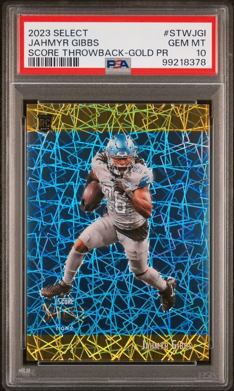 Jahmyr Gibbs Panini Select Score Select Throwback #STWJGI Gold