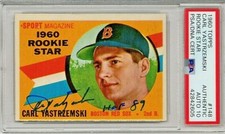 Carl Yastrzemski Signed Auto 1960 Topps Rookie Star Red Sox Card - HOF - PSA 10