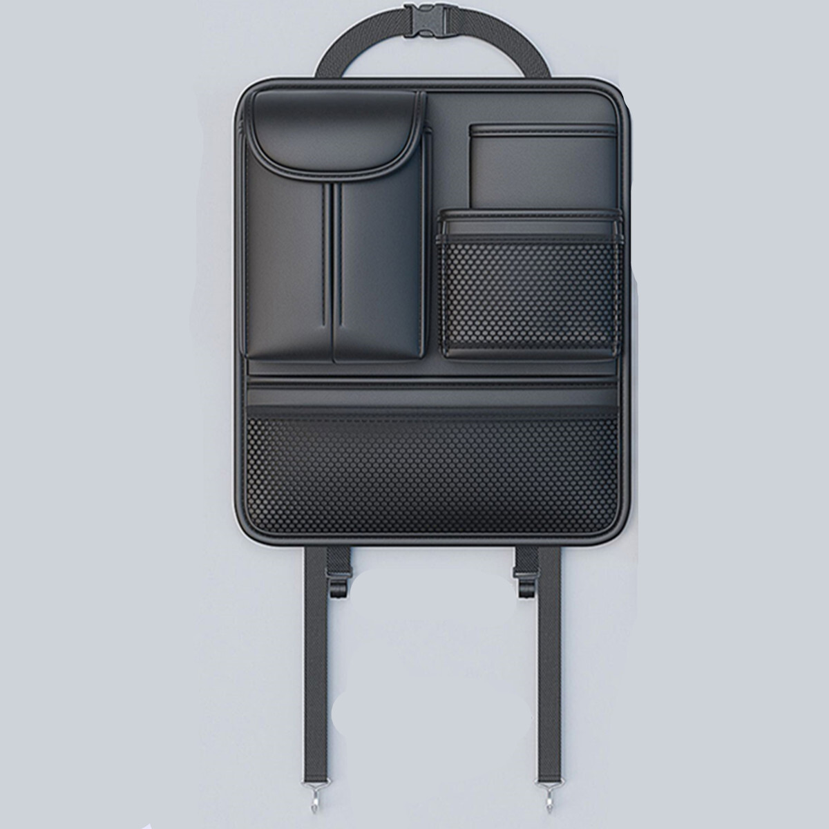 Car Seat Back Storage Bag Organizer Hanging Bags Black Multifunction PU Leather