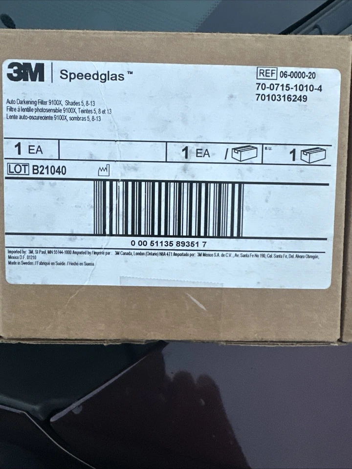 Filtro de escurecimento automático 3M Speedglas 9100X 06-0000-20, tons 5,8-13, fabricado na Suécia - Imagem 3 de 3