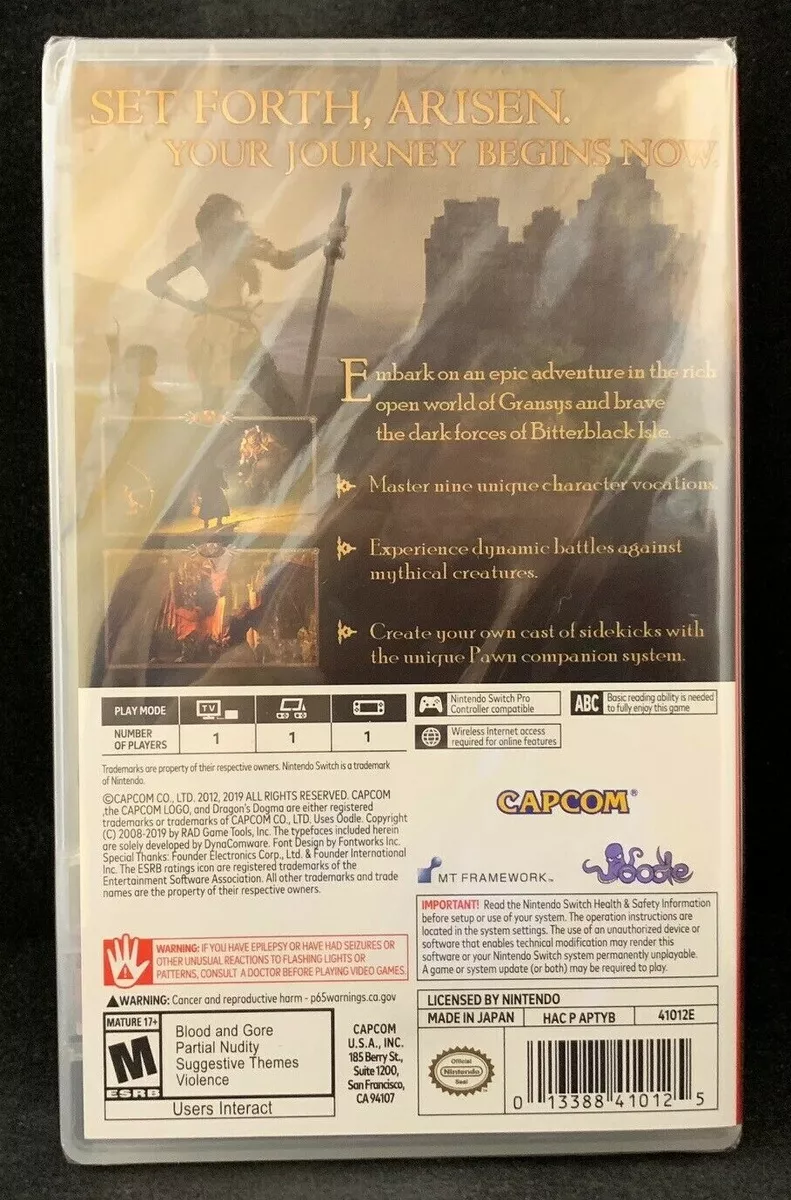  Dragon's Dogma: Dark Arisen - Nintendo Switch : Capcom U S a  Inc: Everything Else