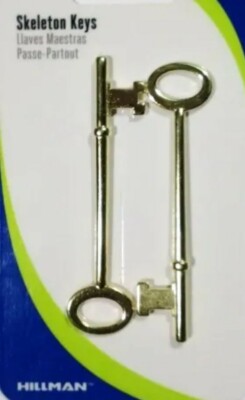 Hillman Brass Plated Skeleton Keys 2 Pack