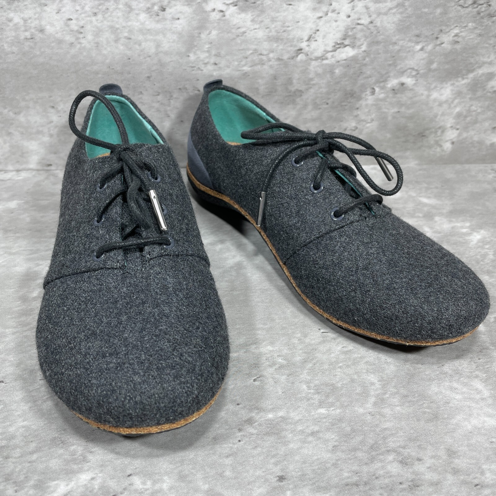 SAOLA Scarpe basse Oxford stringate in lana grigia Sole District By ReCork misura 7 5