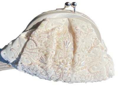 NWT  Apt 9 Beaded Evening Bag Purse Silver Chain & Rope Straps Attached Mirror