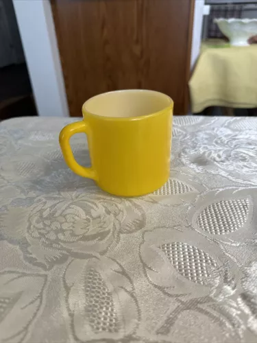 Vtg Federal F Orange Milk Glass Coffee Cup Mug Heat Proof 