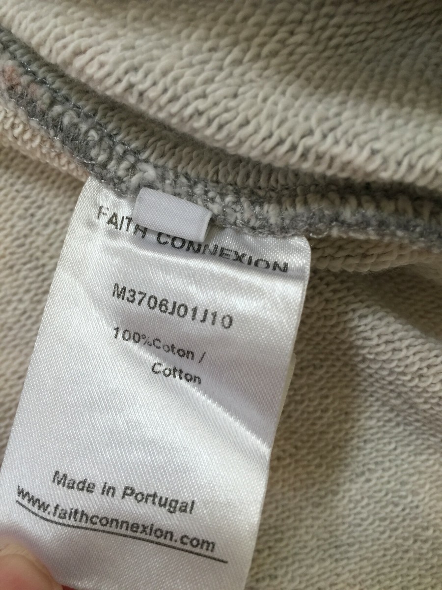 FAITH CONNEXION Mens Laced Hooded Sweat Jacket Sz M Grey 100
