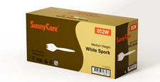 Sunnycare PP Plastic Medium Weight Spork - White - 1,000 ct, 052W