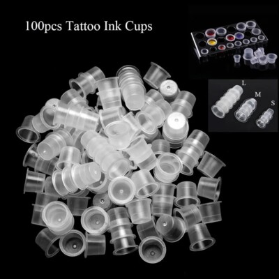 100 Stck. Tattoo Make-up Pigment Tinte Kappen Tassen Groß Mittel Klein