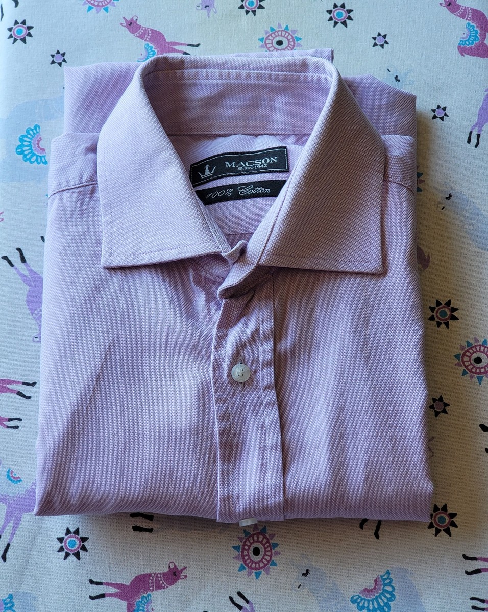 CAMISA MACSON LILA MORADA PINK MANGA LARGA XL ALGODON