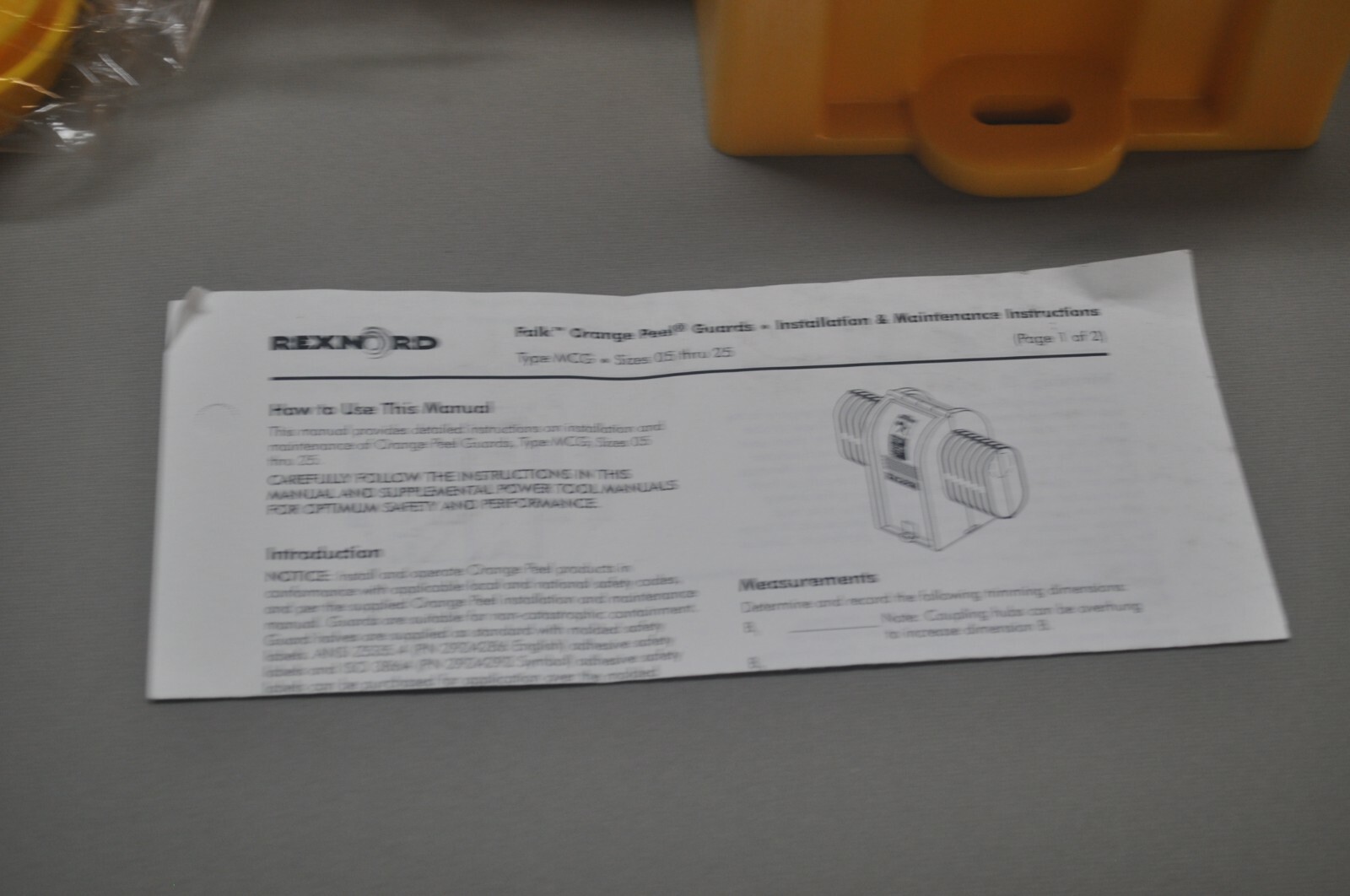 FALK 2924204 ORANGE PEEL ROTATING SHAFT GUARD YELLOW NOS FREE SHIPPING