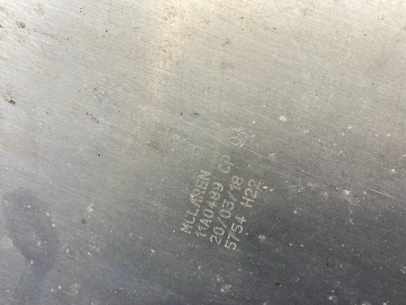 2016-2021 MCLAREN 570S REAR CENTER UNDERBODY TRAY SHIELD PLATE 11A0489CP *DENTED