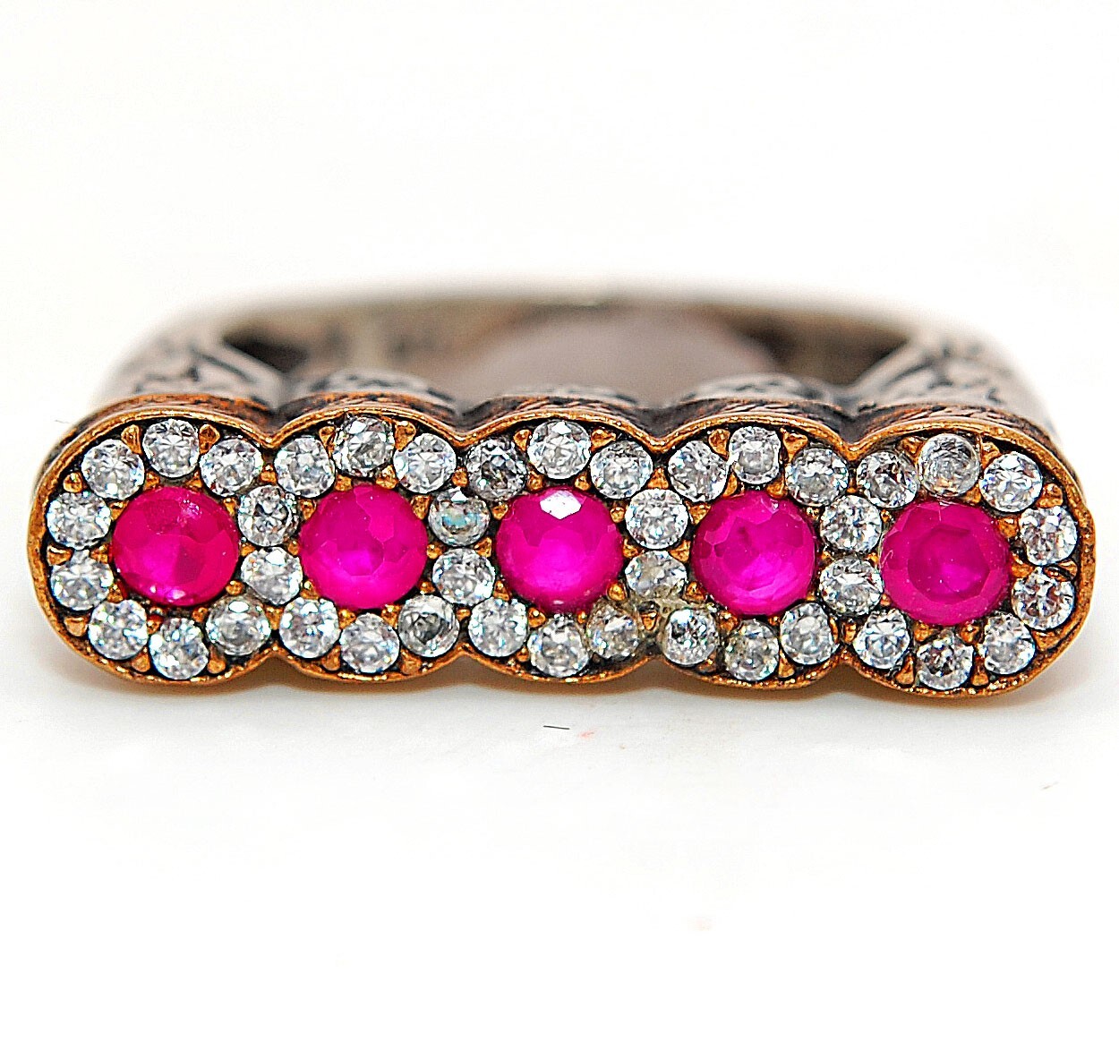 Exquisite Ottoman Empire Style 2CT Ruby Sterling Silver Ring Size 8 HB3-8