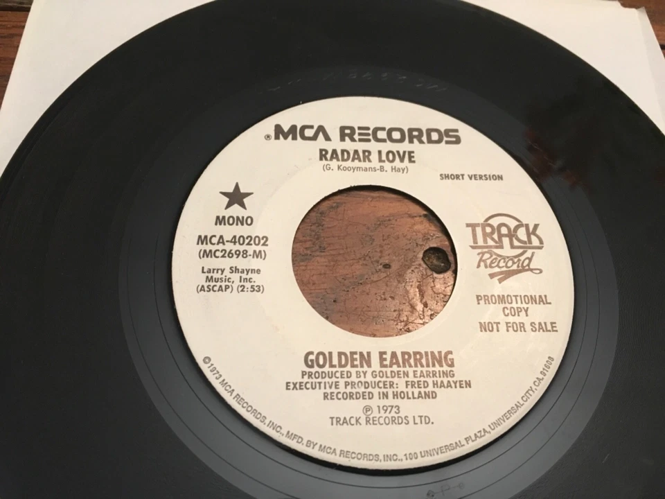 GOLDEN EARRING 7” RADAR LOVE 1973 US TRACK RECORDS MONO/STEREO PROMO NM - Image 2 of 2