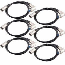 (6) 3' XLR Male to Right Angle Female Audio Patch Cable
