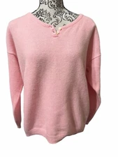 Vtg Y2k GAP Women’s Medium Pink V-Neck Wool/Angora Blend Oversized Sweater