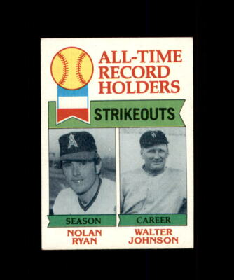 1979 TOPPS BASEBALL CARD WELL CENTERED ALLTIME STRICKOUT LEADERS #417 NOLAN RYAN