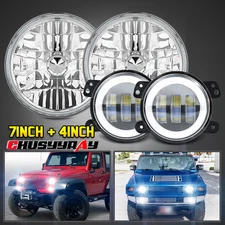for Freightliner Coronado 7inch Round LED Headlights + 4inch LED Fog Light A++
