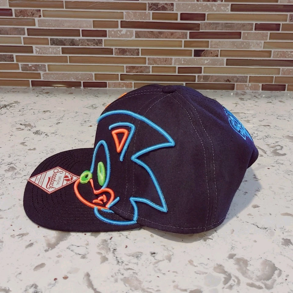 Gorra Sonic The Hedgehog Original Snapback Negra Neón Bordada OSFM Foto 3 de 4
