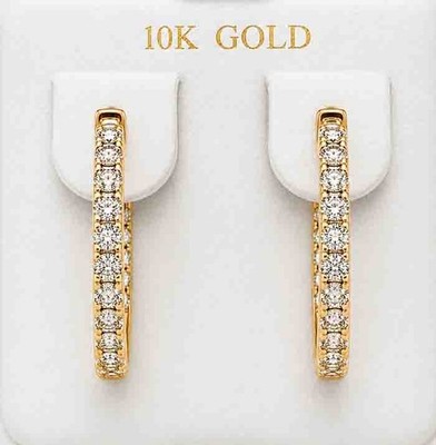 ECHTE DIAMANT HUGGIES OHRRINGE MASSIV 10K GELBGOLD - Neu mit Etikett