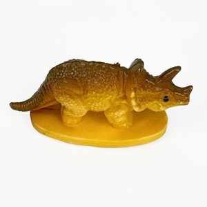 Vintage 80's Triceratops Dinosaur Figure Stamper Toy - Brown/Yellow
