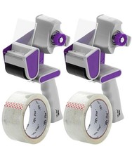 Packing Tape Dispenser Gun 2-Inch, 2 Pack with 2 Rolls Heavy Duty Purple Tape