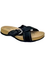 Clarks Collection Leather Slide Sandals Reileigh May Black