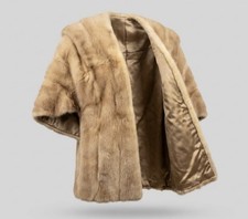 Nice Vintage Blonde Mink Fur Shawl Stole Satin Lined w/Pockets Nice and Clean