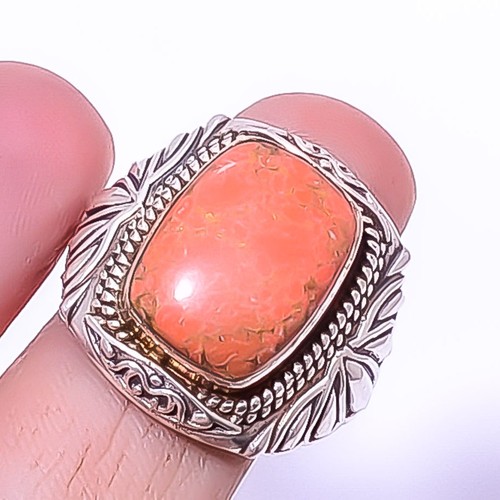 Red Turquoise Handmade 925 Sterling Silver Boho Ring s.9 T91 - Picture 3 of 4