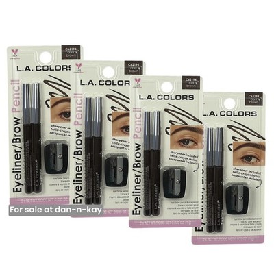 L.A. Colors  Eyeliner-Brow Pencil W Sharpener -Dark Brown shapes&defines -4 Pack
