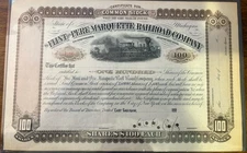 1880s Flint & Marquette Railroad Co Stock Certificate 
