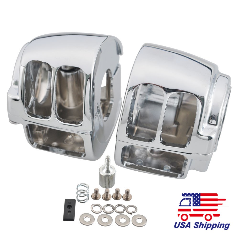 Chrome Hand Control Switch Housing Covers For Harley Sportster 1200 Softail Dyna