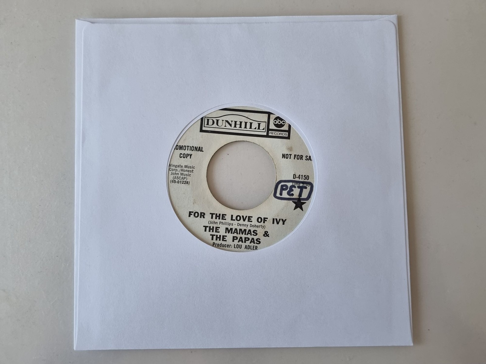 The Mamas & The Papas - For The Love Of Ivy / Strange Young Girls 7'' PROMO US