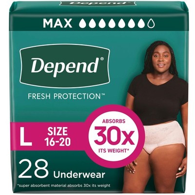 Depend Fresh Protection Adult Diapers, Incontinence & Postpartum Bladder Leak...