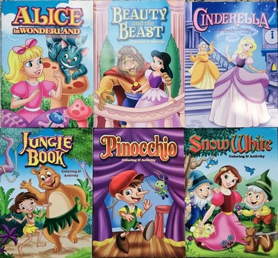 Children's Fairy Tales Coloring Books Classic Stories Activity Color Pages 6-Pc